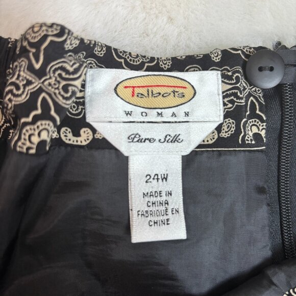 Talbots Maxi Skirt 24W Faux-Wrap Black 100% Silk Women's - Picture 8 of 9